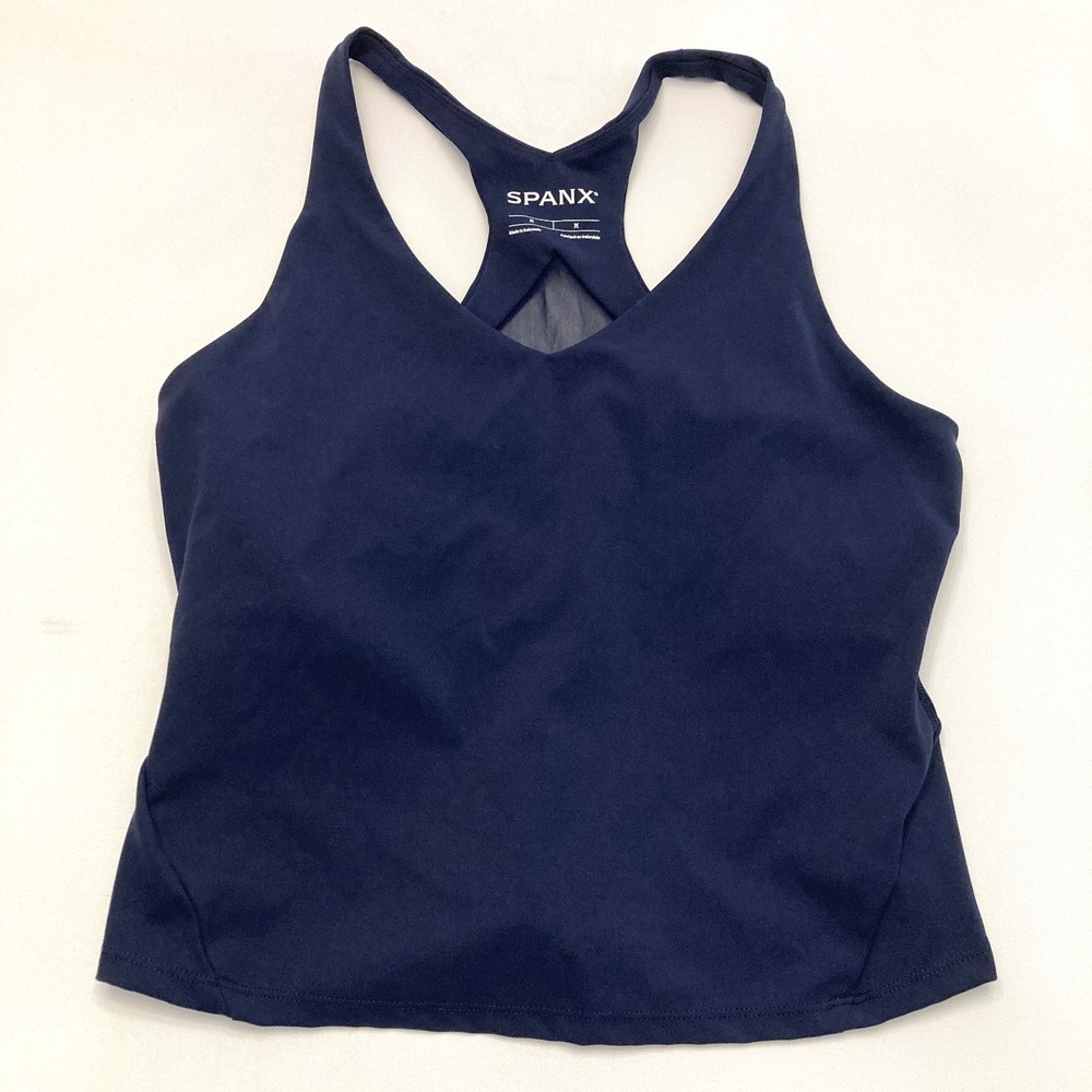Spanx Boost Up Shelf Tank Womens Medium Navy Blue Bra Adjustable Support